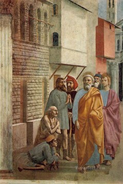 マサッチョ Painting - 影で病人を癒す聖ペテロ クリスチャン・クアトロチェント・ルネサンス・マサッチョ